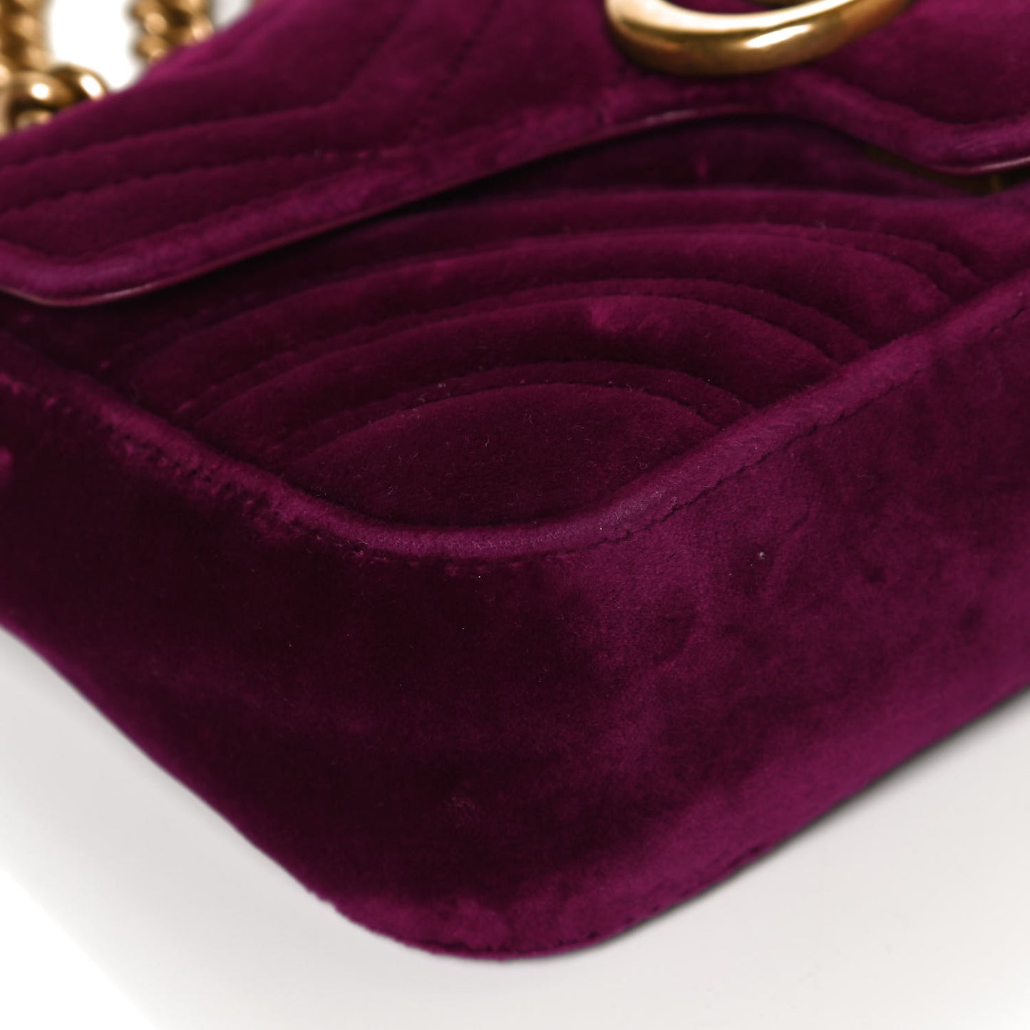 Velvet Matelasse Mini GG Marmont Shoulder Bag Fuchsia Violet Cyclamen