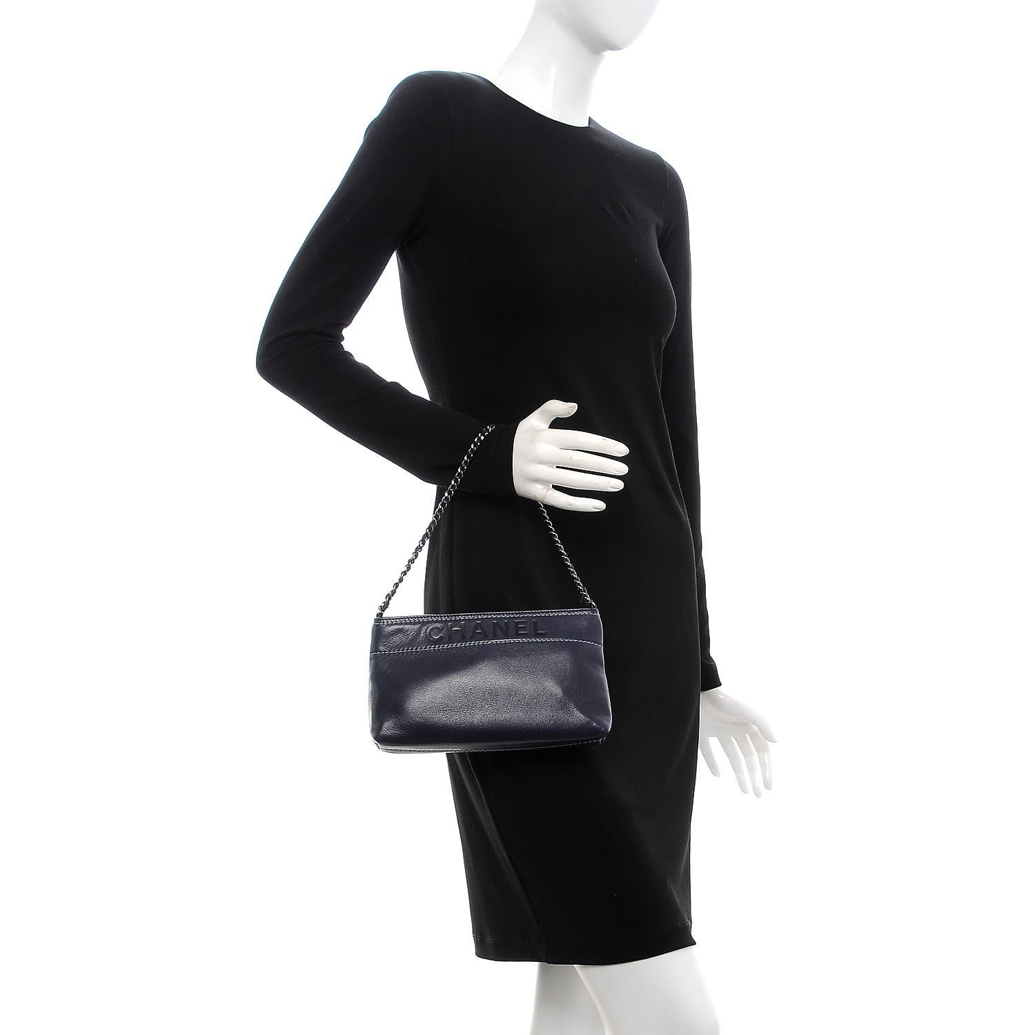 Chanel Lambskin Lax Pochette Navy 2 of 8