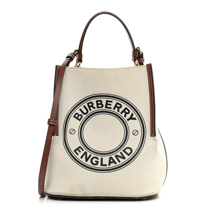 Burberry Canvas Cotton Small Peggy Bucket Bag Natural Gold 1 of 14