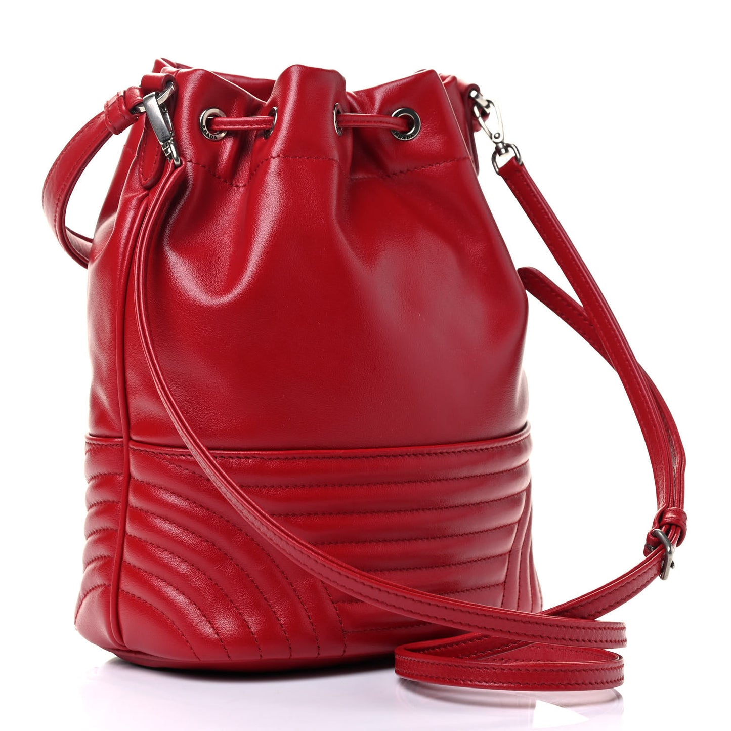 Soft Calfskin Impunture Diagramme Bucket Bag Rosso