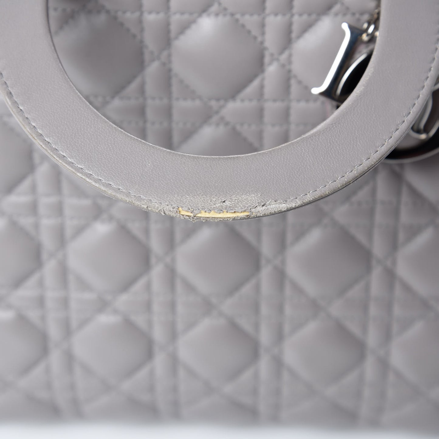 Lambskin Cannage Large Lady Dior Light Grey