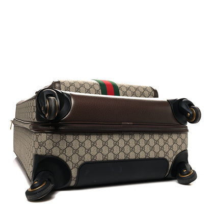 Gucci GG Supreme Monogram Textured Dollar Calfskin Web Large Savoy Trolley Suitcase Beige Ebony 3 of 12