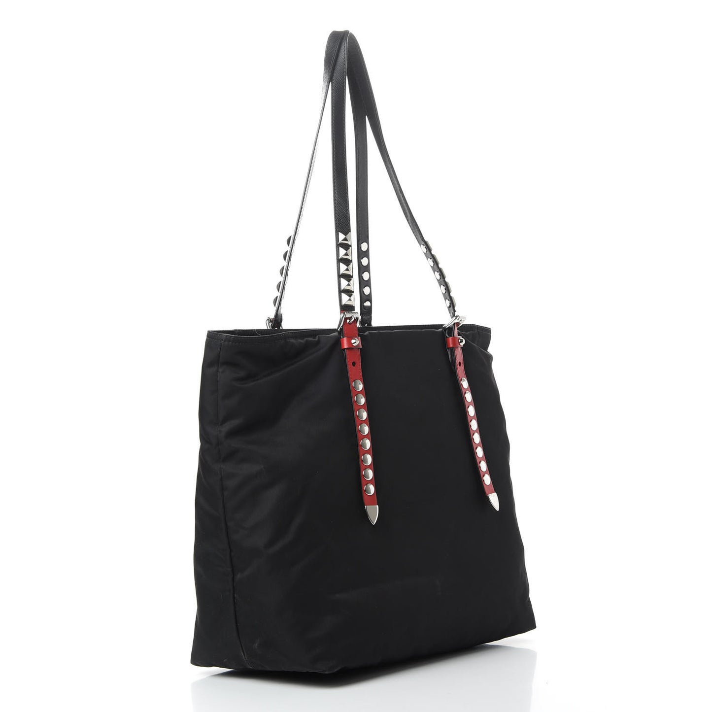Nylon New Vela Studded Tote Black Fuoco