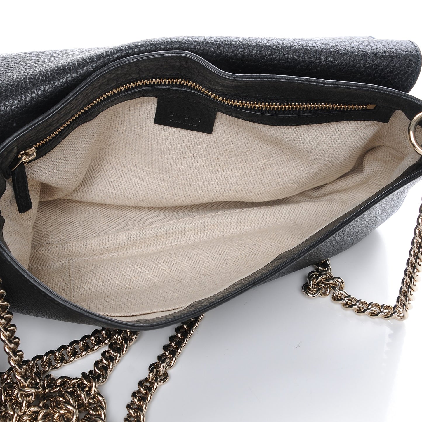 Pebbled Calfskin Medium Soho Flap Crossbody Black