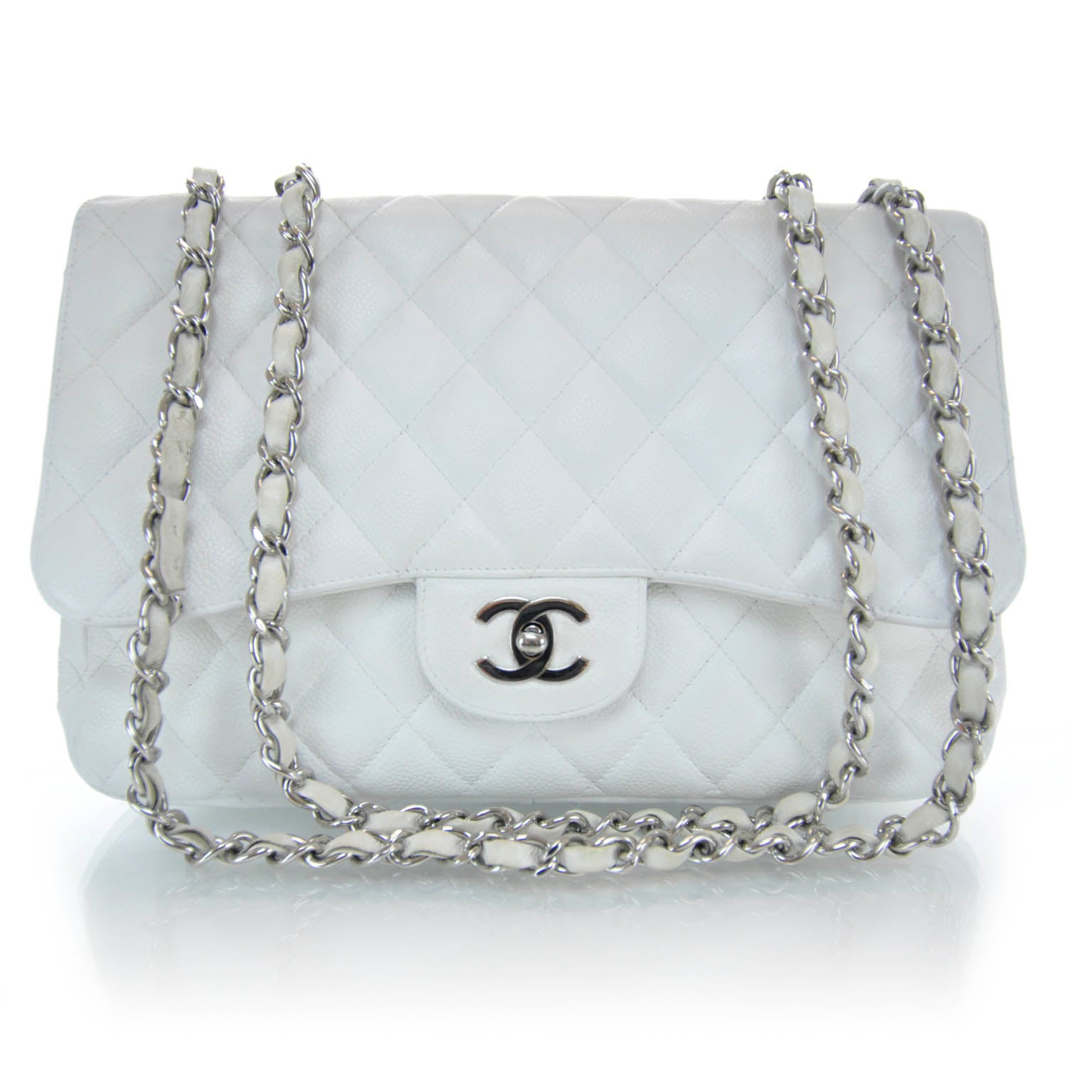Chanel Caviar Jumbo Flap White 1 of 12