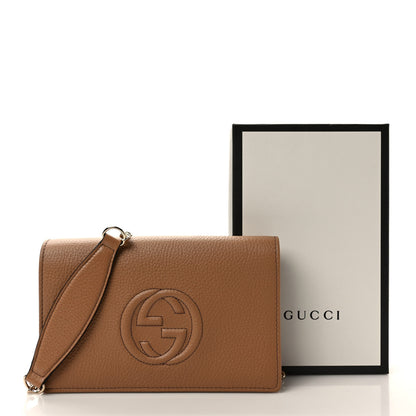 Gucci Pebbled Calfskin Soho Wallet on Chain Camelia 8 of 8