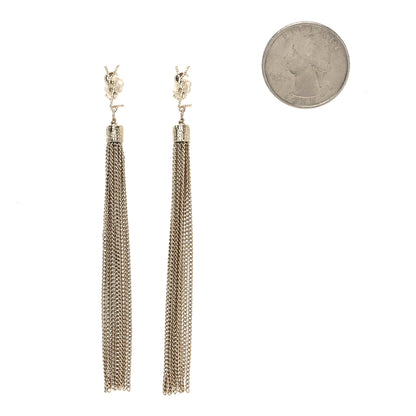 Saint Laurent Metal Monogram Loulou Tassel Earrings Gold 2 of 3