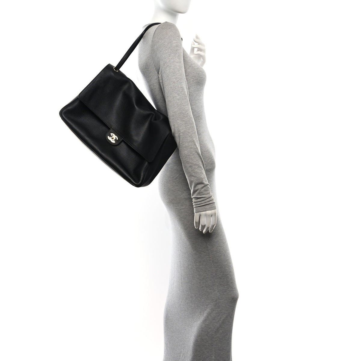 Grained Calfskin Souplissimo Maxi Flap Black