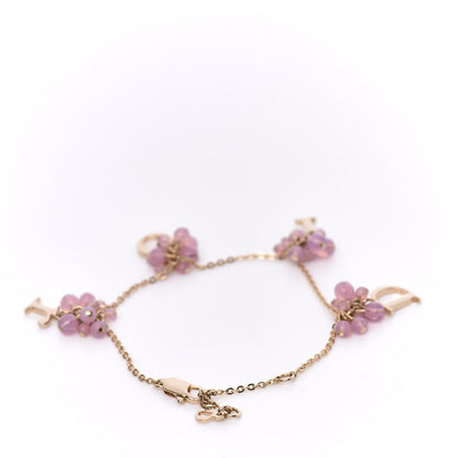 Christian Dior Beaded Logo Charm Bracelet Gold Pink 3 of 5
