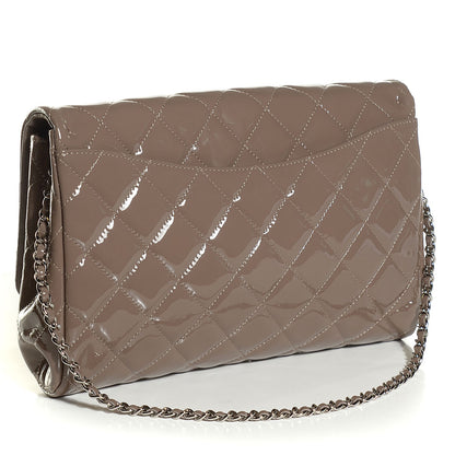 Chanel Patent Quilted Clutch with Chain Flap Grey 3 of 9