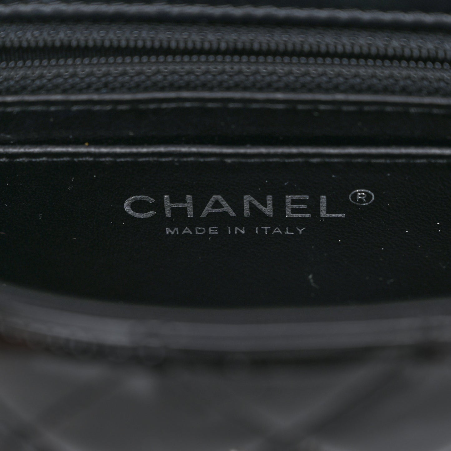 Patent Calfskin Quilted Mini Rectangular Flap Black
