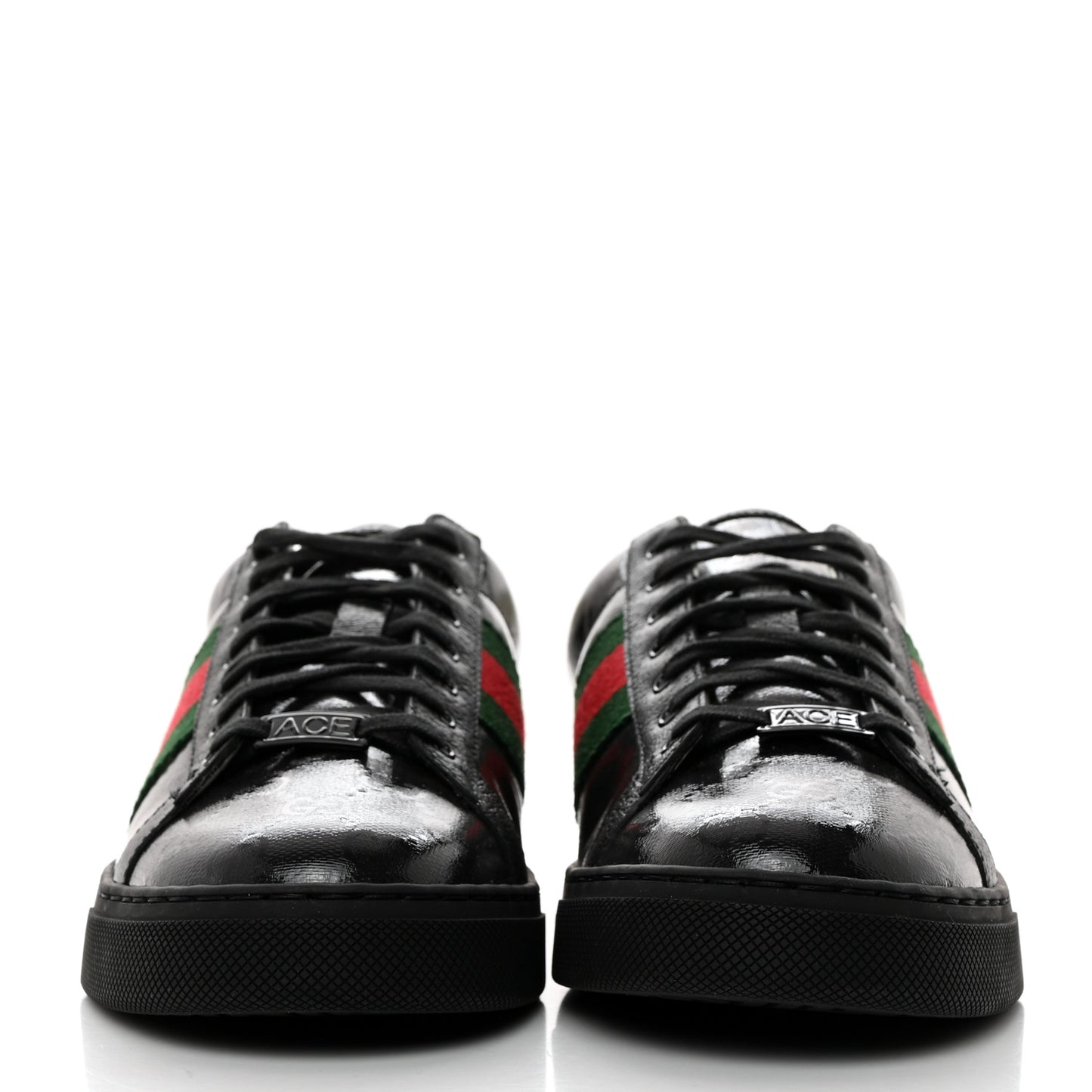 Crystal GG Monogram Web Mens New Ace Sneakers 8 Black