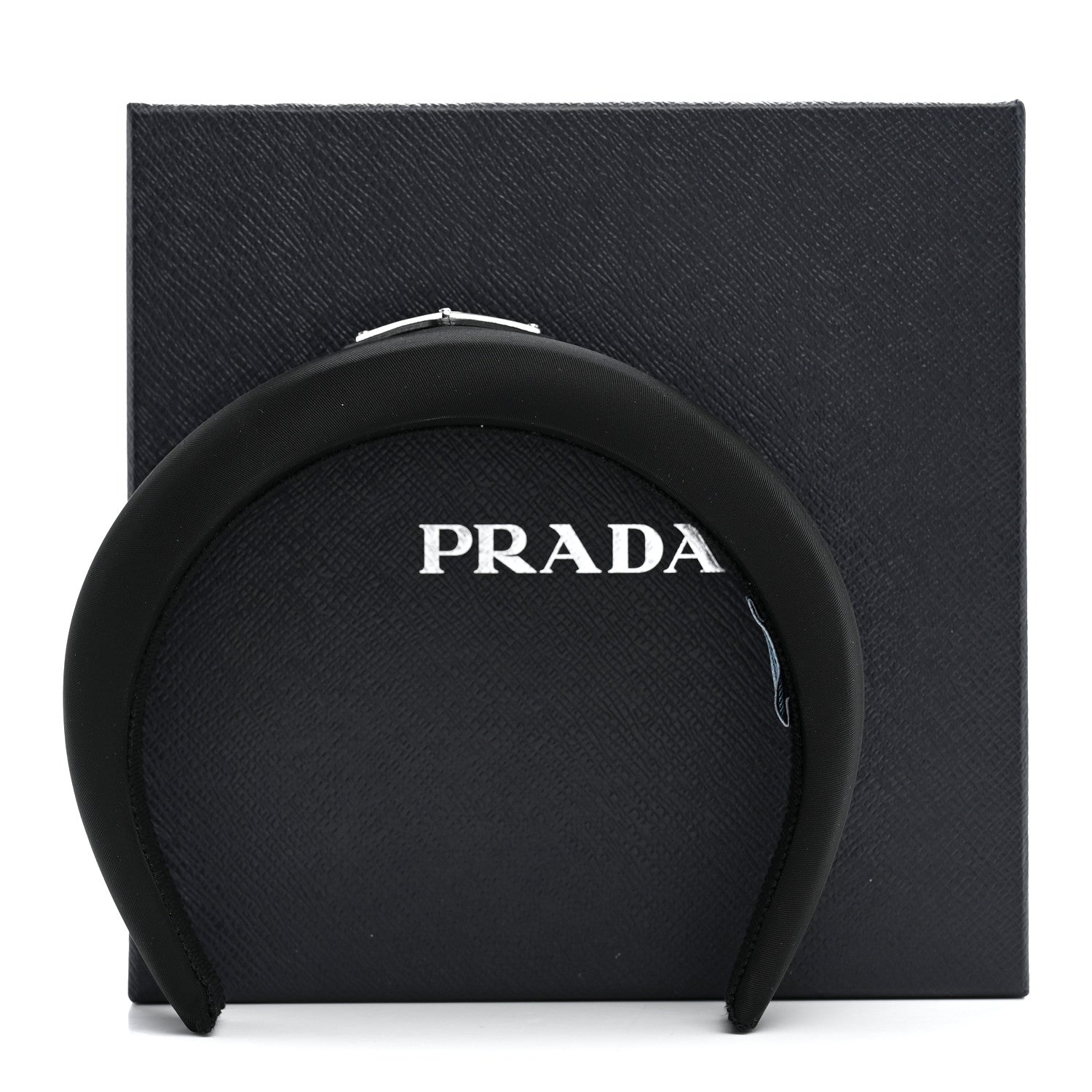 Prada Re-Nylon Metal Triangle Logo Headband Black 6 of 6