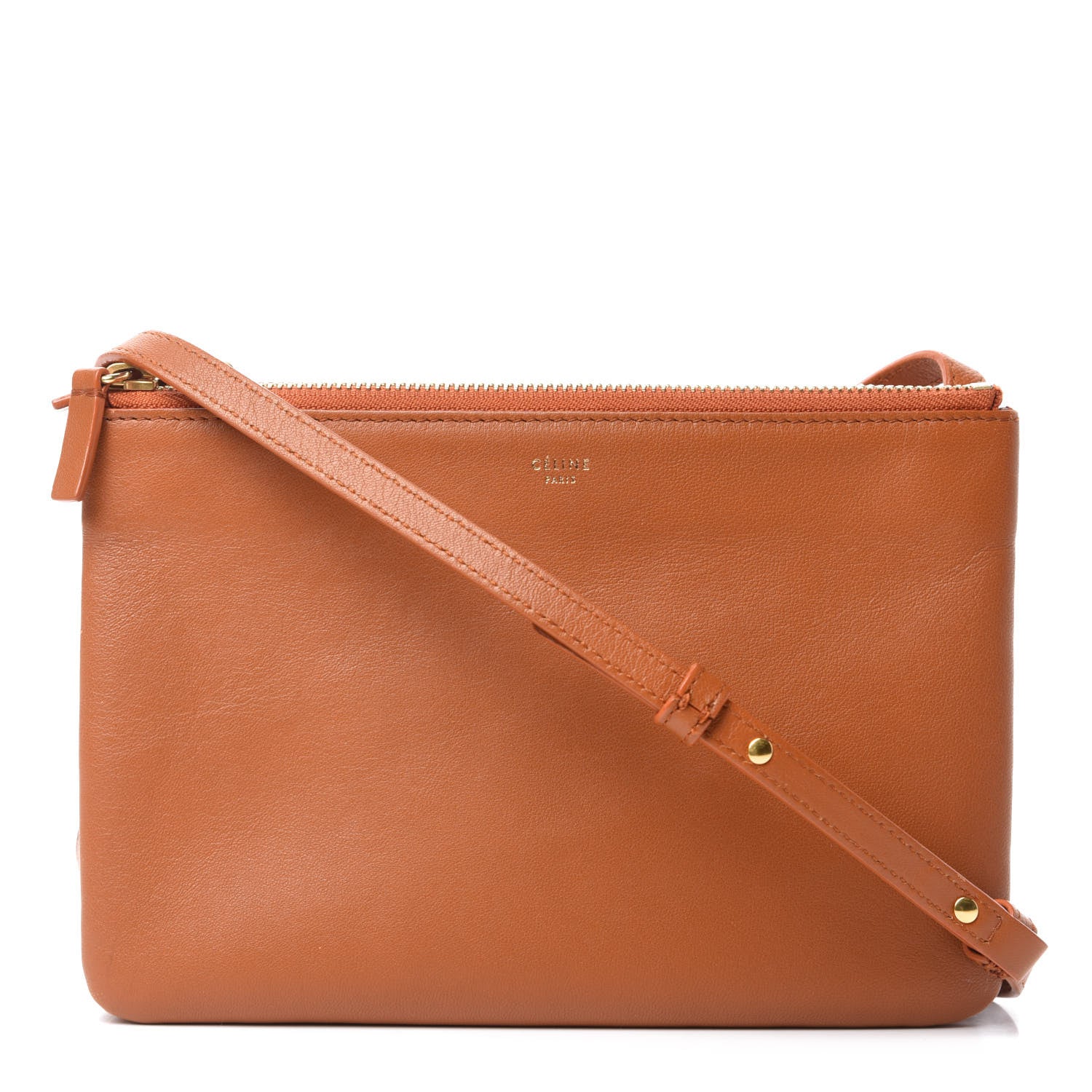Celine Lambskin Small Trio Crossbody Bag Tawny 1 of 13