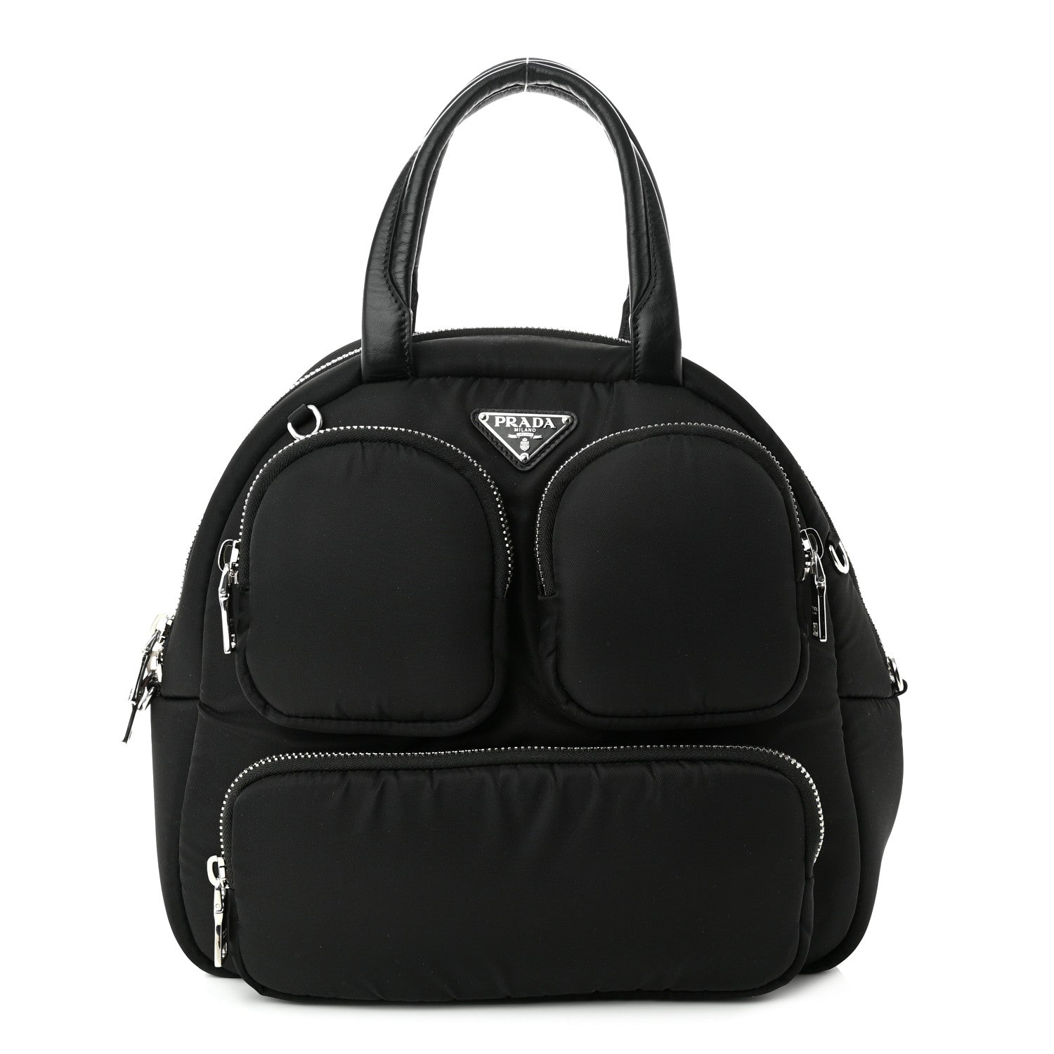 Prada Tessuto Nylon Pocket Cargo Top Handle Bag Black Fuoco 1 of 8