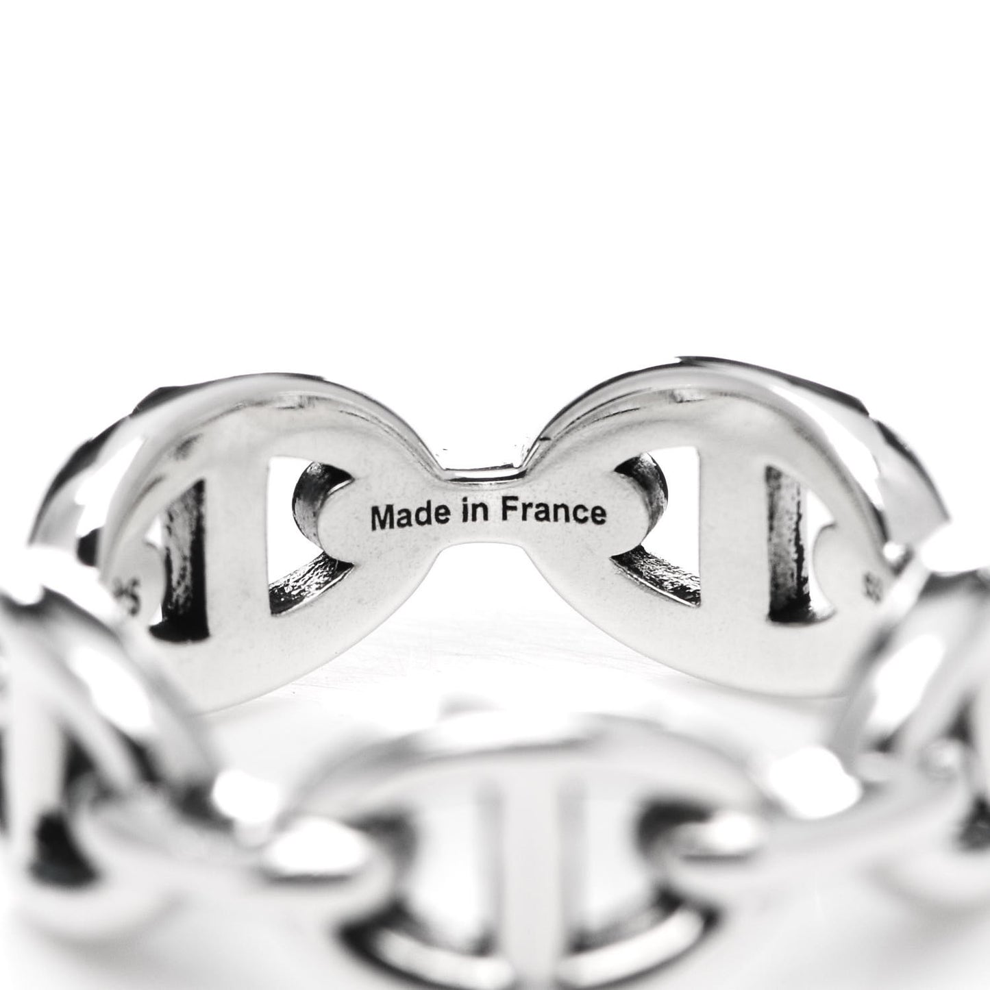 Sterling Silver PM Chaine d'Ancre Enchainee Band Ring 53 6.5
