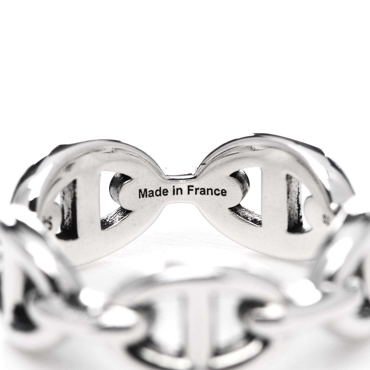 Hermes Sterling Silver PM Chaine d'Ancre Enchainee Band Ring 53 6.5 5 of 8
