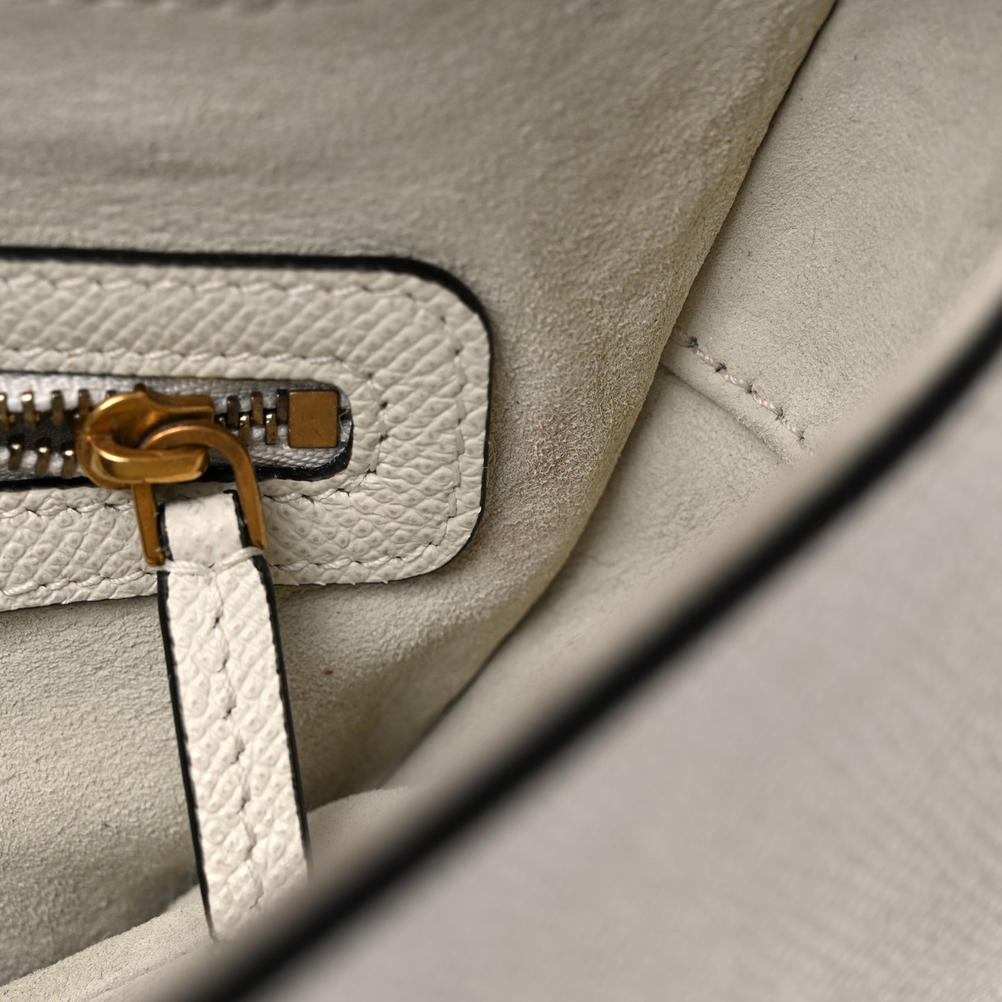 Grained Calfskin Saddle Bag White