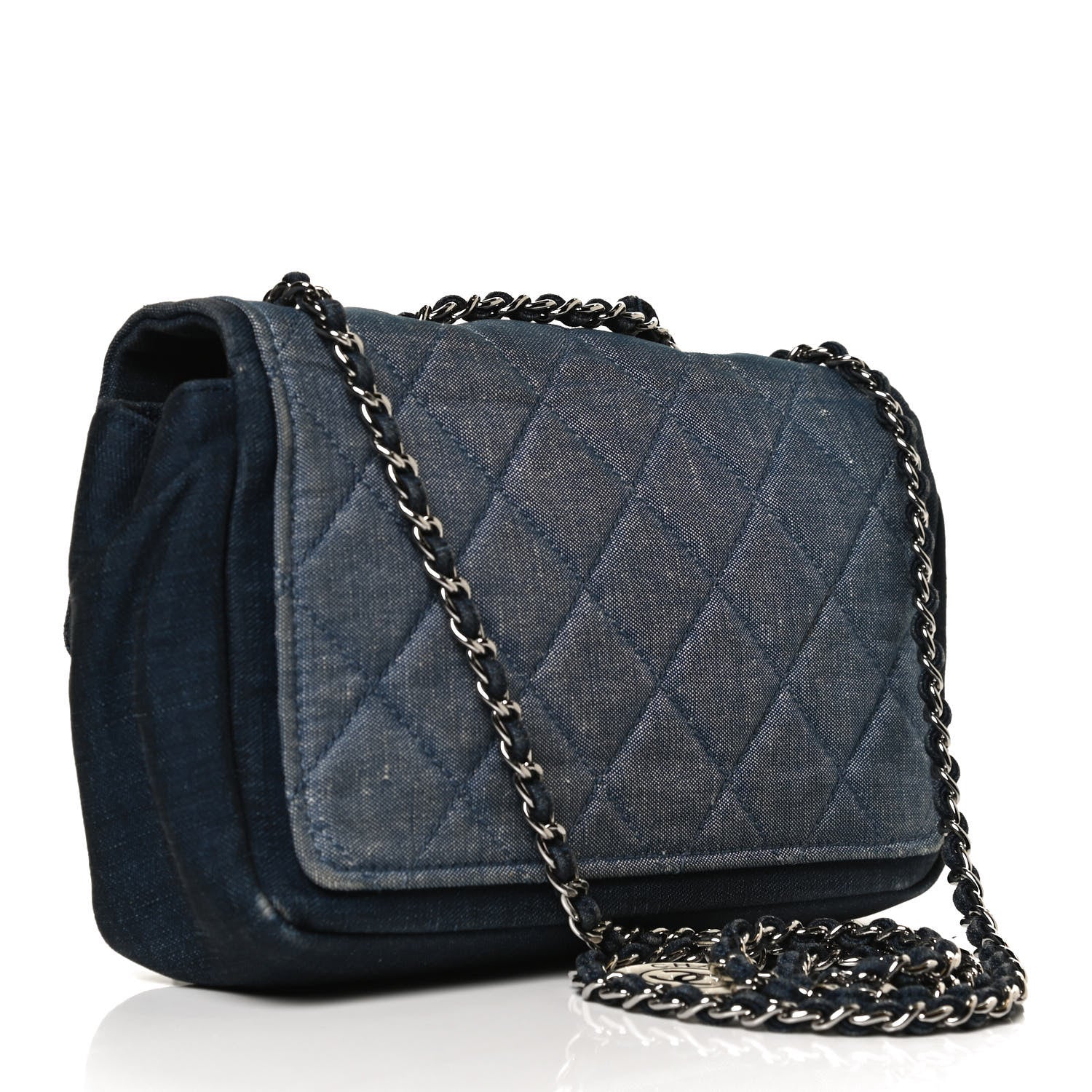 Chanel Denim Quilted Small Medallion Flap Light Blue 3 of 11