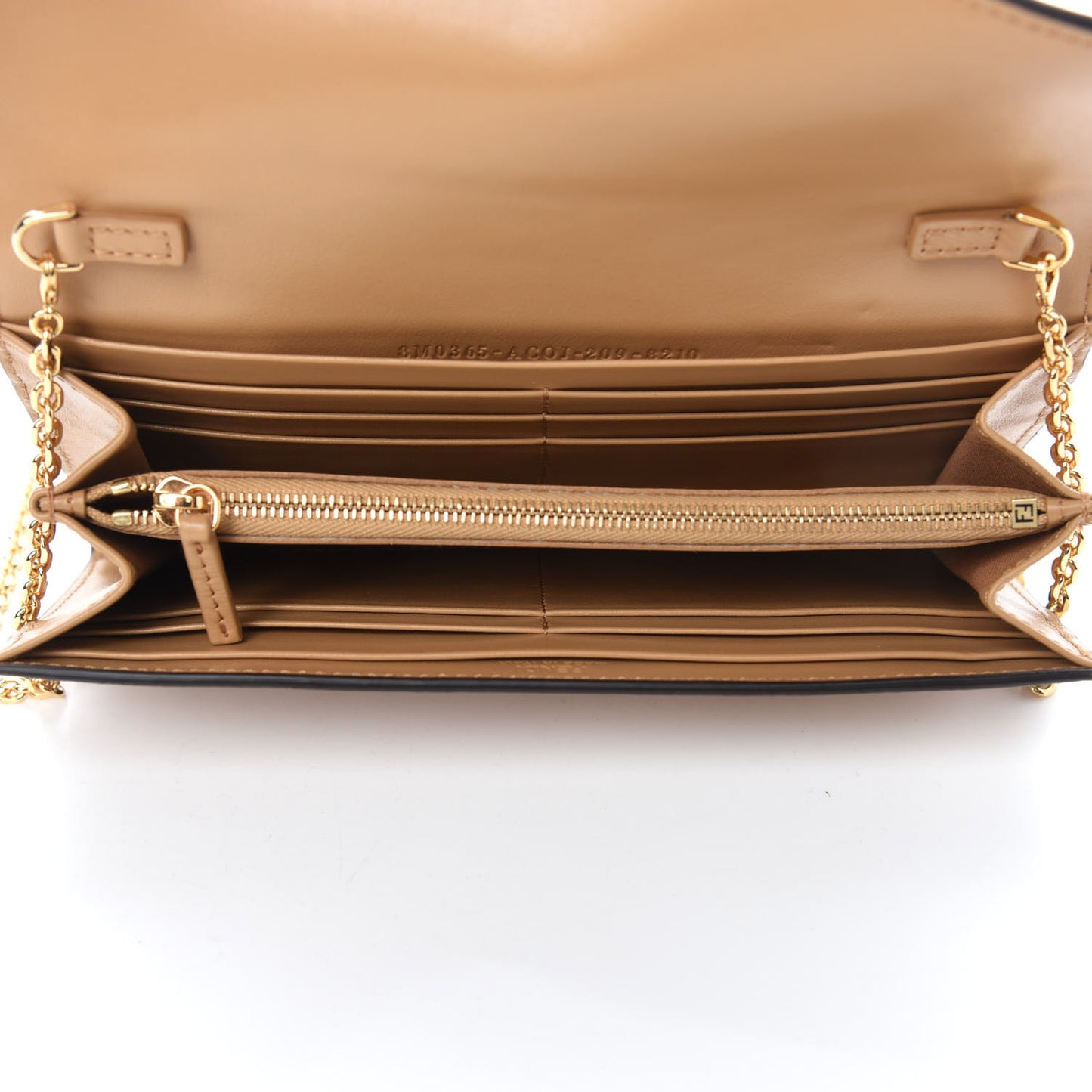 Vitello Termolagoon F is Fendi FF 1974 Embossed Continental Envelope Wallet On Chain Miele Scuro