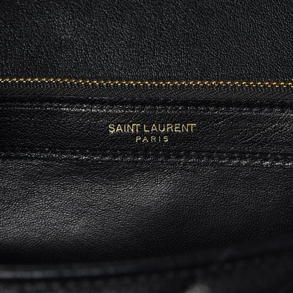 Saint Laurent Sheepskin Matelasse Chevron Monogram Large College Satchel Black 6 of 7