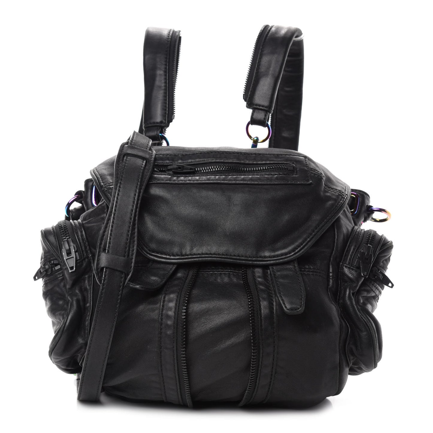 Lambskin Mini Marti Backpack Washed Black Rhodium Hardware
