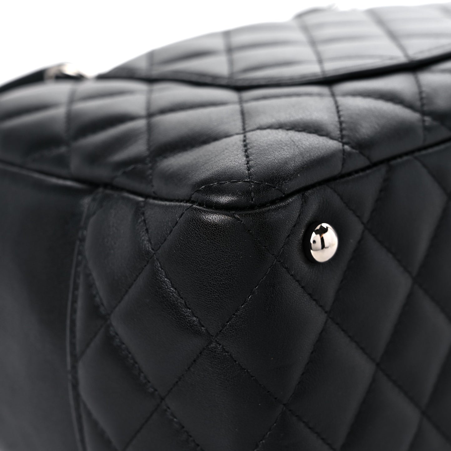 Calfskin Quilted Large Cambon Bowler Black White