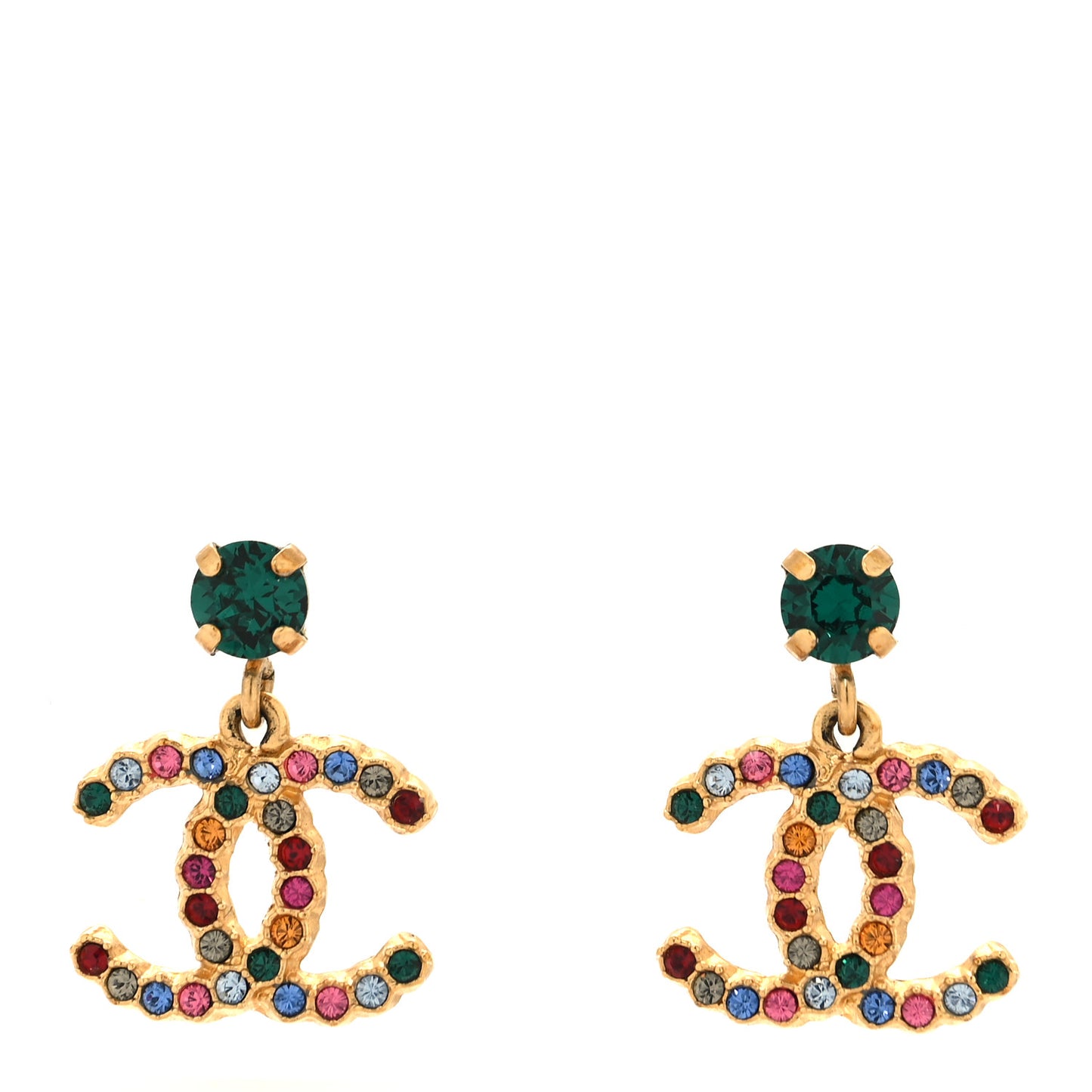 Crystal Over The Rainbow CC Drop Earrings Gold Multicolor