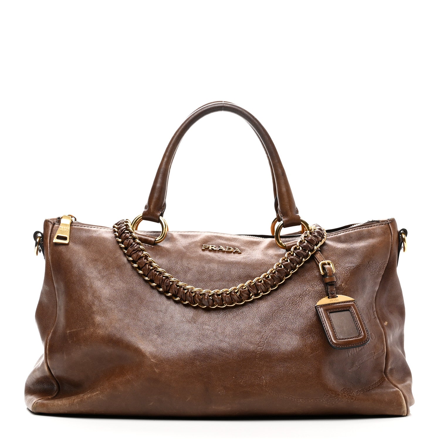Prada Soft Calf Shopping Tote Brown 1 of 11