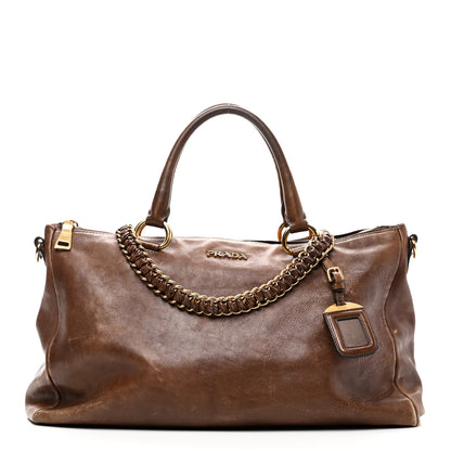 Prada Soft Calf Shopping Tote Brown 1 of 11
