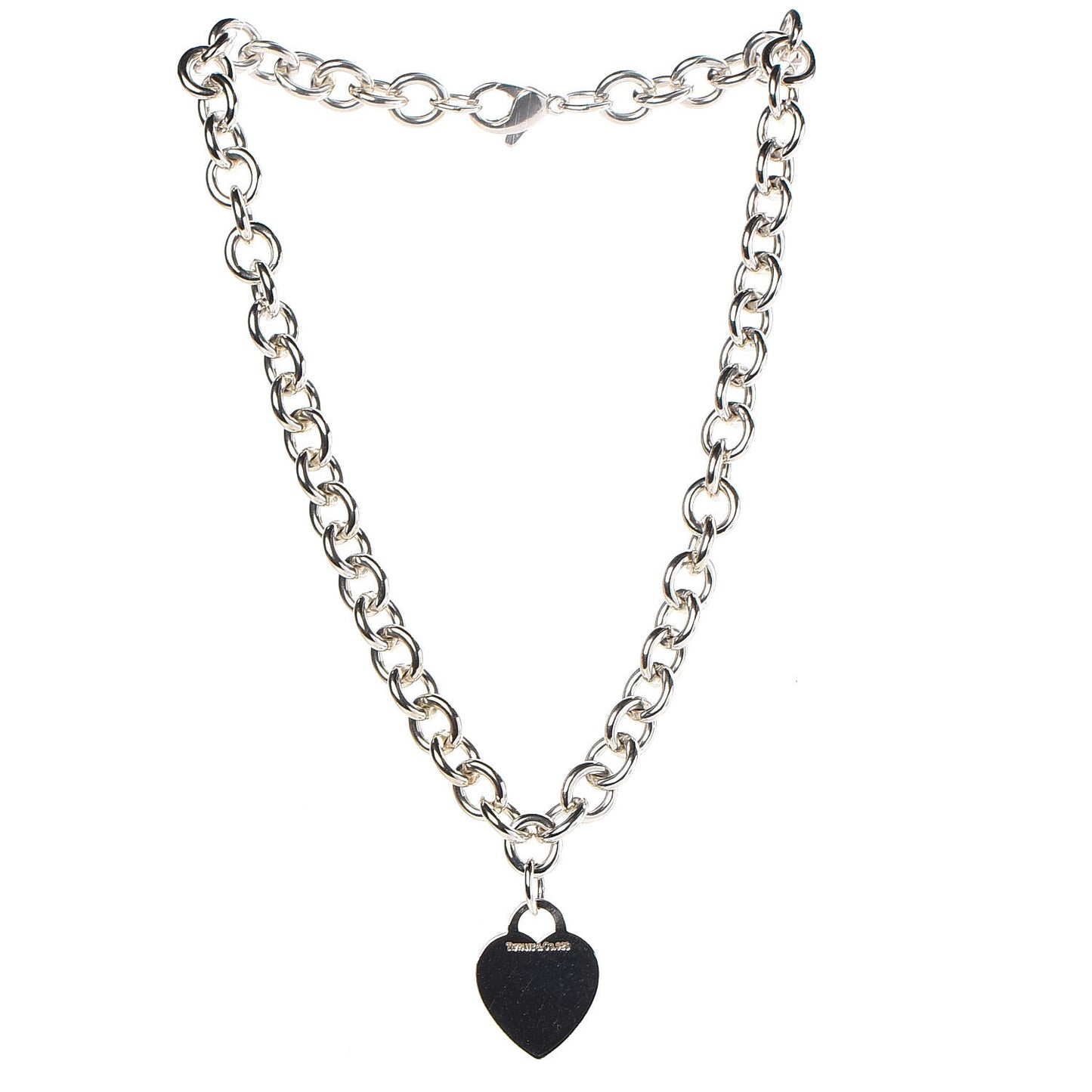 Sterling Silver Heart Tag Necklace