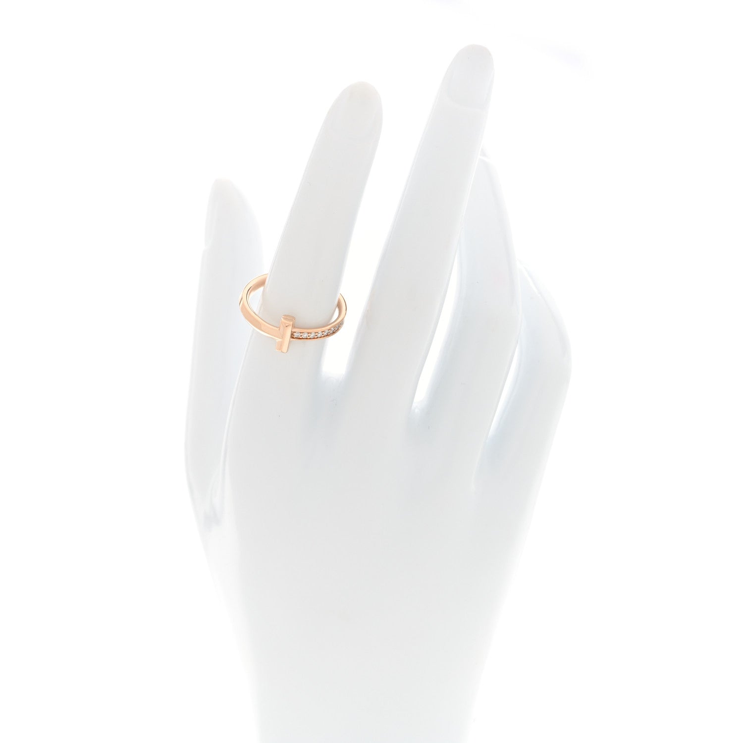 Tiffany 18K Rose Gold Diamond 2.5mm T T1 Ring 54 7 2 of 5