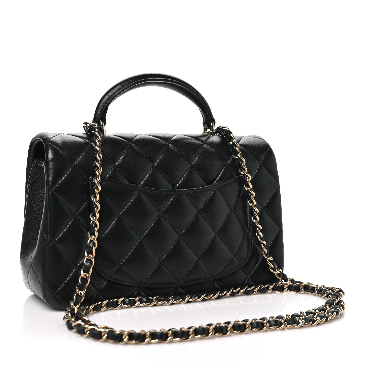 Chanel Lambskin Quilted Mini Top Handle Rectangular Flap Black 3 of 11