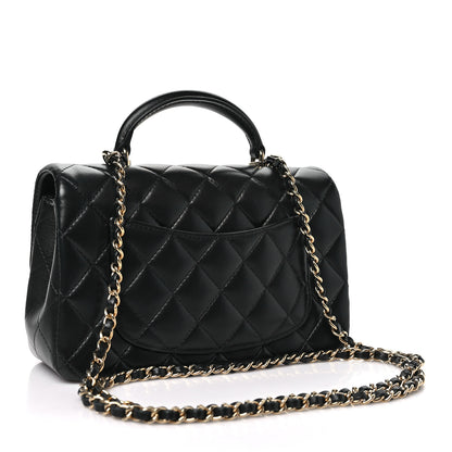 Chanel Lambskin Quilted Mini Top Handle Rectangular Flap Black 3 of 11