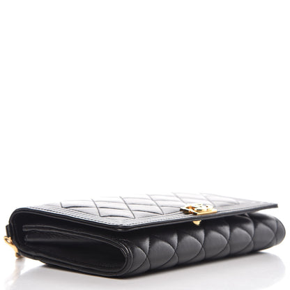 Chanel Lambskin Quilted Boy Wallet On Removable Chain WOC Black 7 of 19