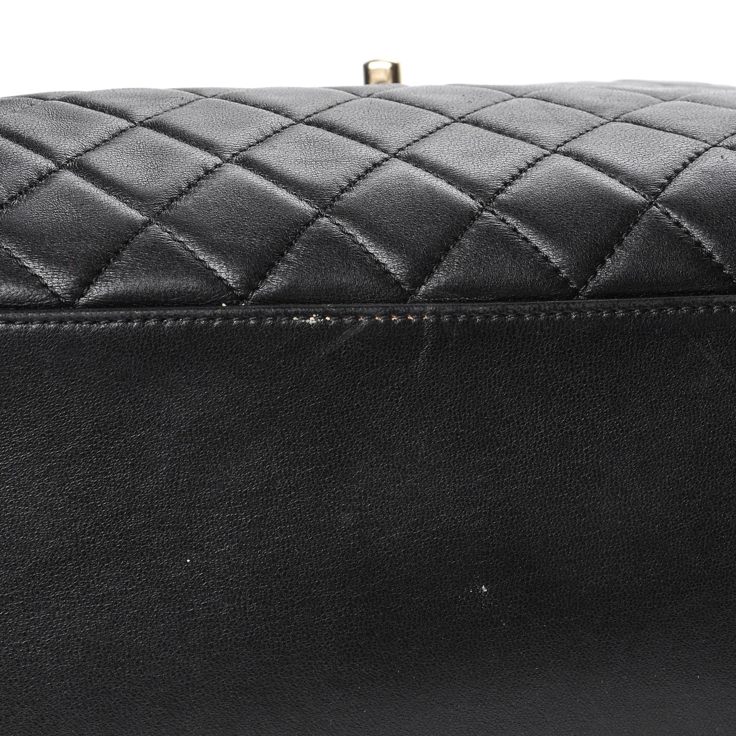 Lambskin Quilted Large Drawstring Bag Black