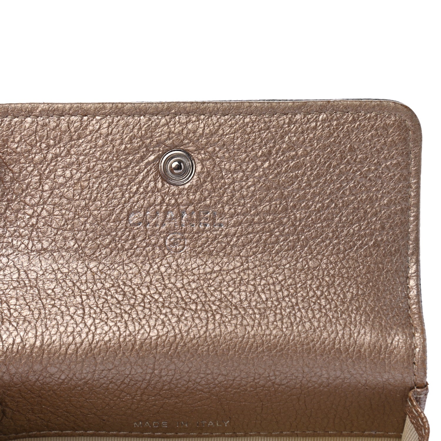 Chanel Metallic Calfskin Diamond Stitched Key Holder Case Gold Silver 6 of 9