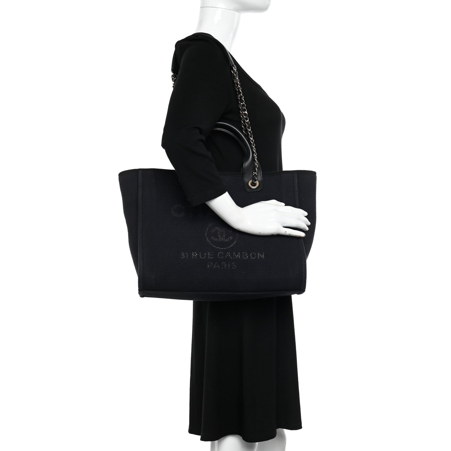 Chanel Mixed Fibers Small Deauville Tote Navy 2 of 10