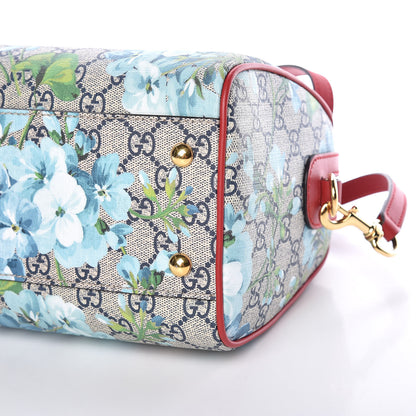 Gucci GG Supreme Monogram Blooms Small Boston Beige Blue Navy Hibiscus Red 6 of 9
