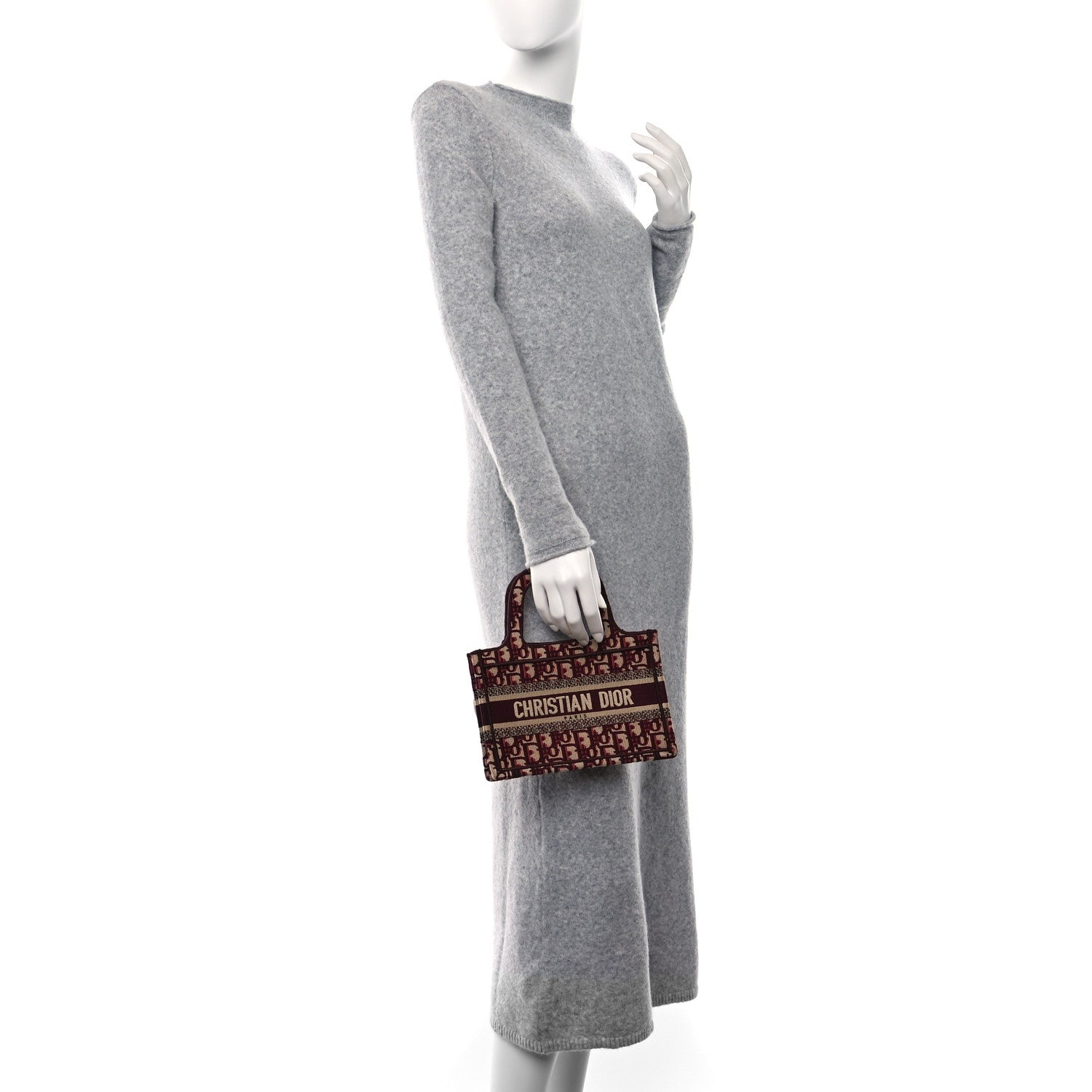 Christian Dior Oblique Mini Book Tote Burgundy Multicolor 2 of 13