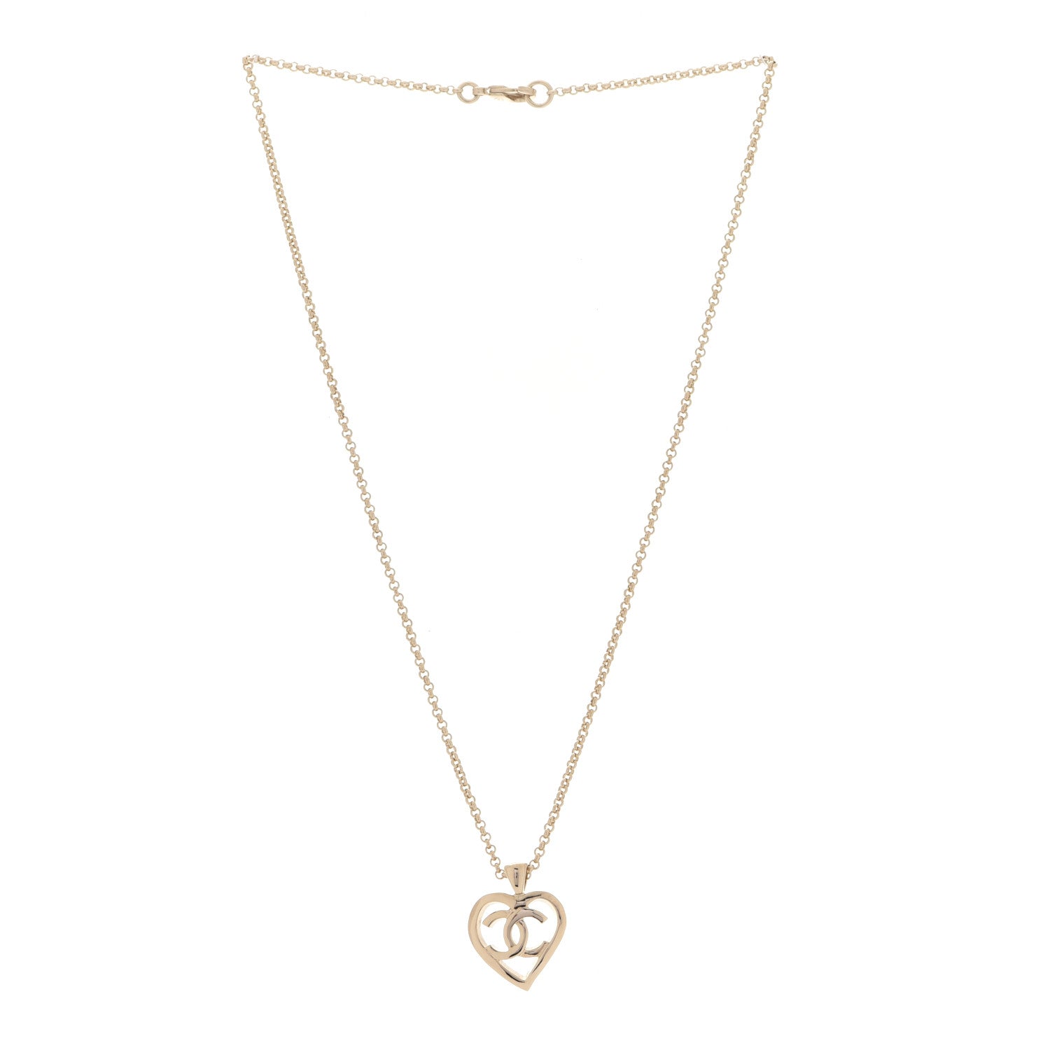 Chanel CC Heart Chain Pendant Necklace Gold 3 of 6