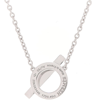 Hermes 18K White Gold Diamond Finesse Pendant Necklace 4 of 5