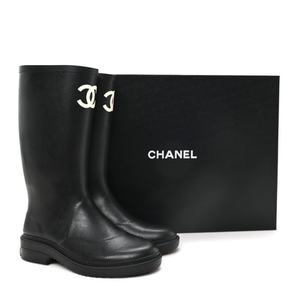 Chanel Caoutchouk CC High Boots 37 Black 9 of 9