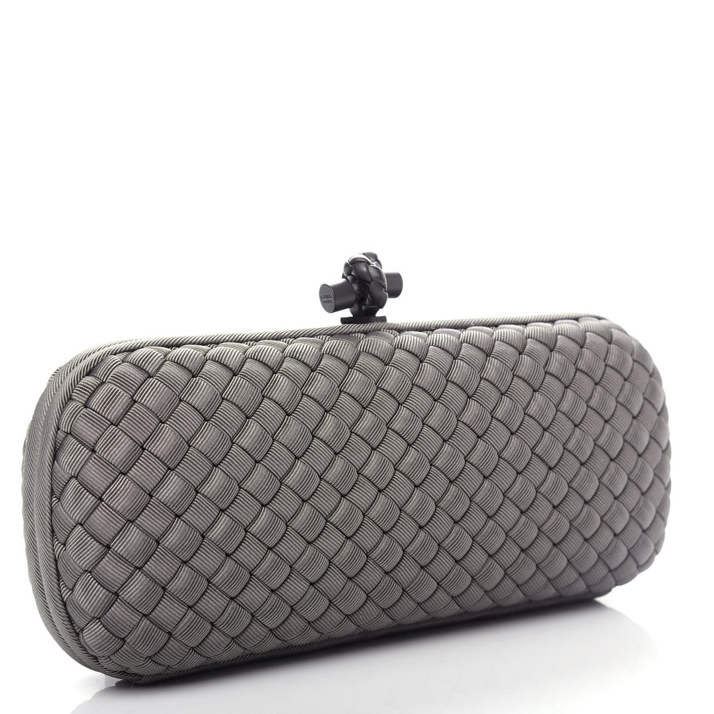 Silk Faille Intrecciato Knot Clutch Argento