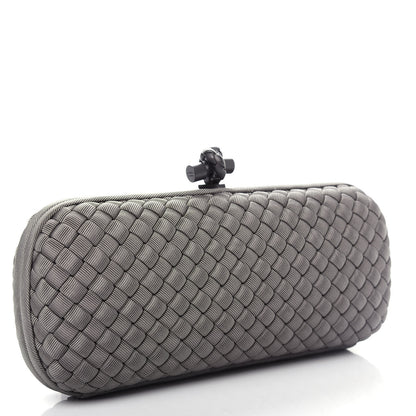 Bottega Veneta Silk Faille Intrecciato Knot Clutch Argento 3 of 6