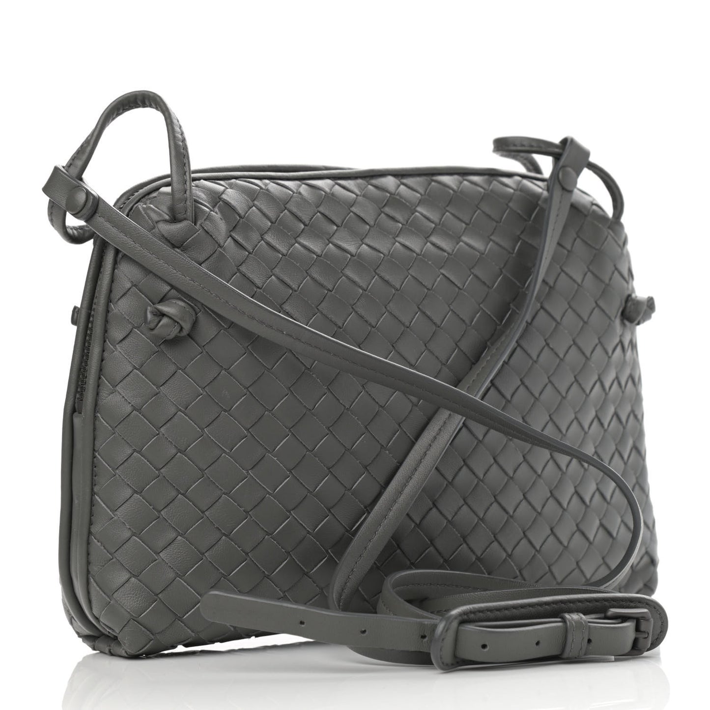 Nappa Intrecciato Nodini Crossbody Messenger Light Grey