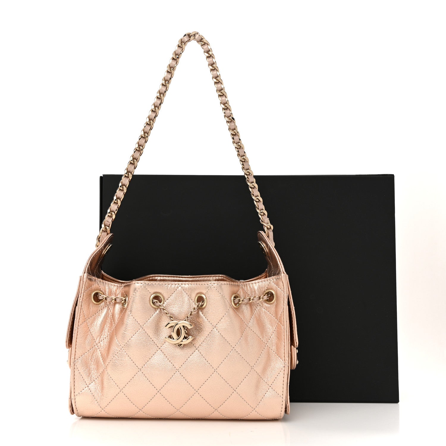 Chanel Metallic Caviar Quilted Mini Chanel 25 Handbag Copper