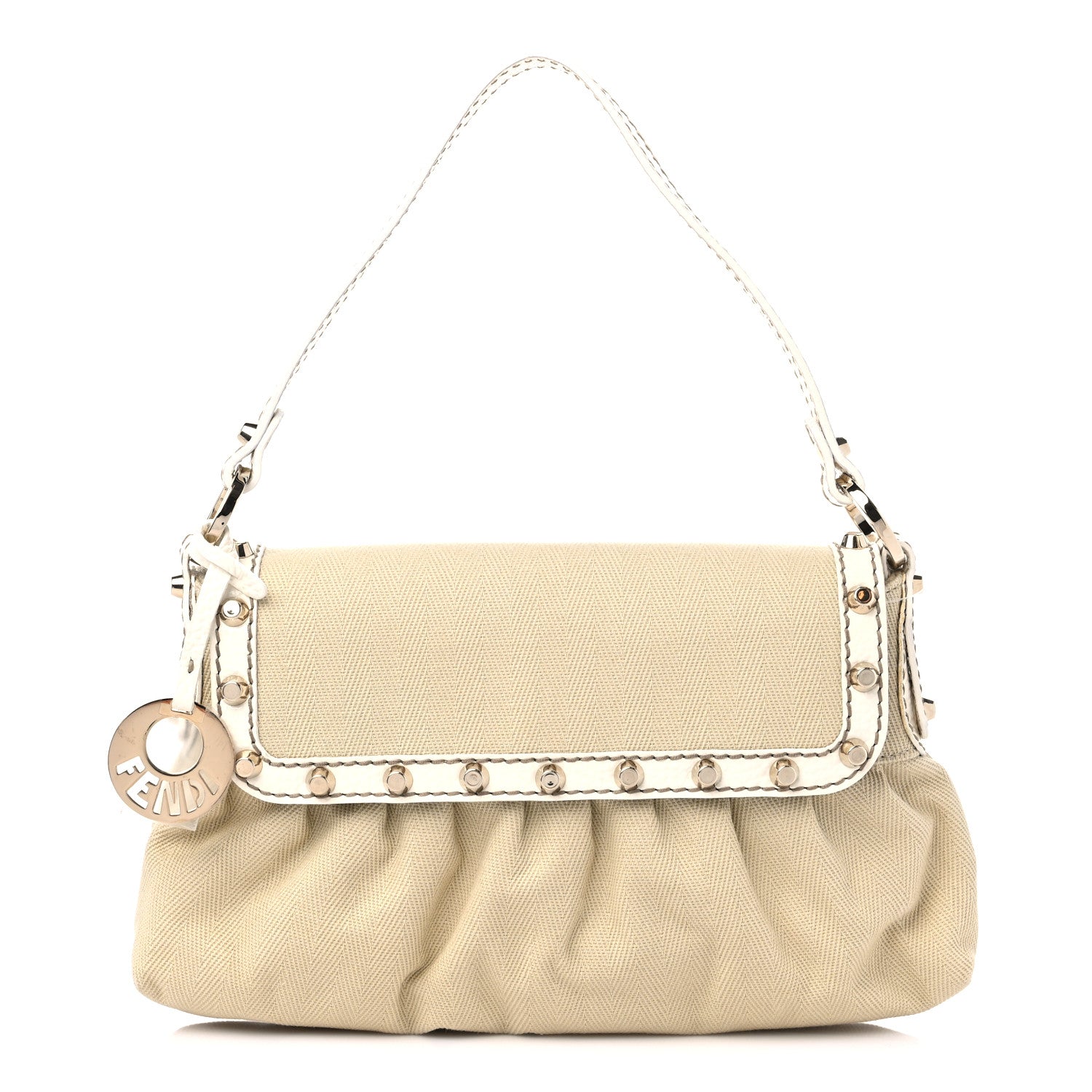 Fendi Canvas Small Chef Shoulder Bag White 1 of 11