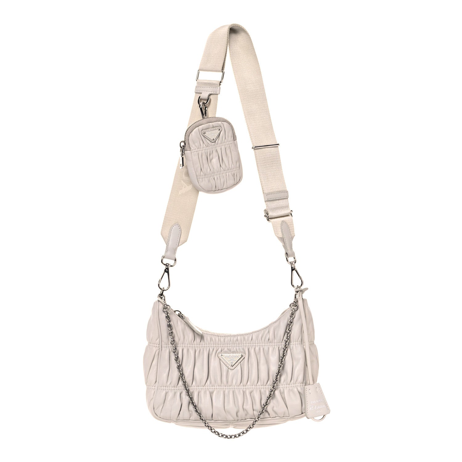 Prada Nappa Gaufre Re-Edition 2005 Shoulder Bag Talco 1 of 8