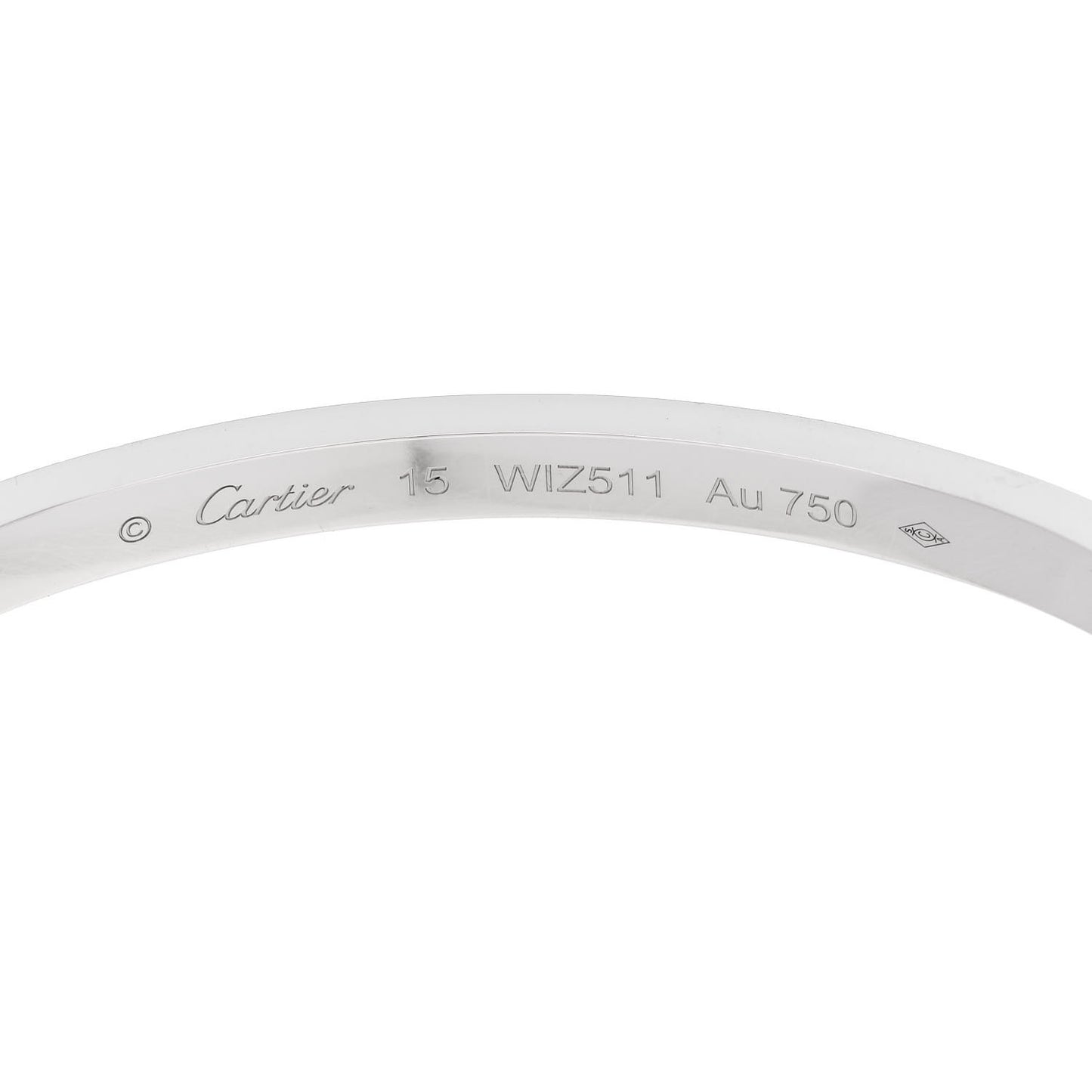 18K White Gold 6 Diamond Small LOVE Bracelet 15